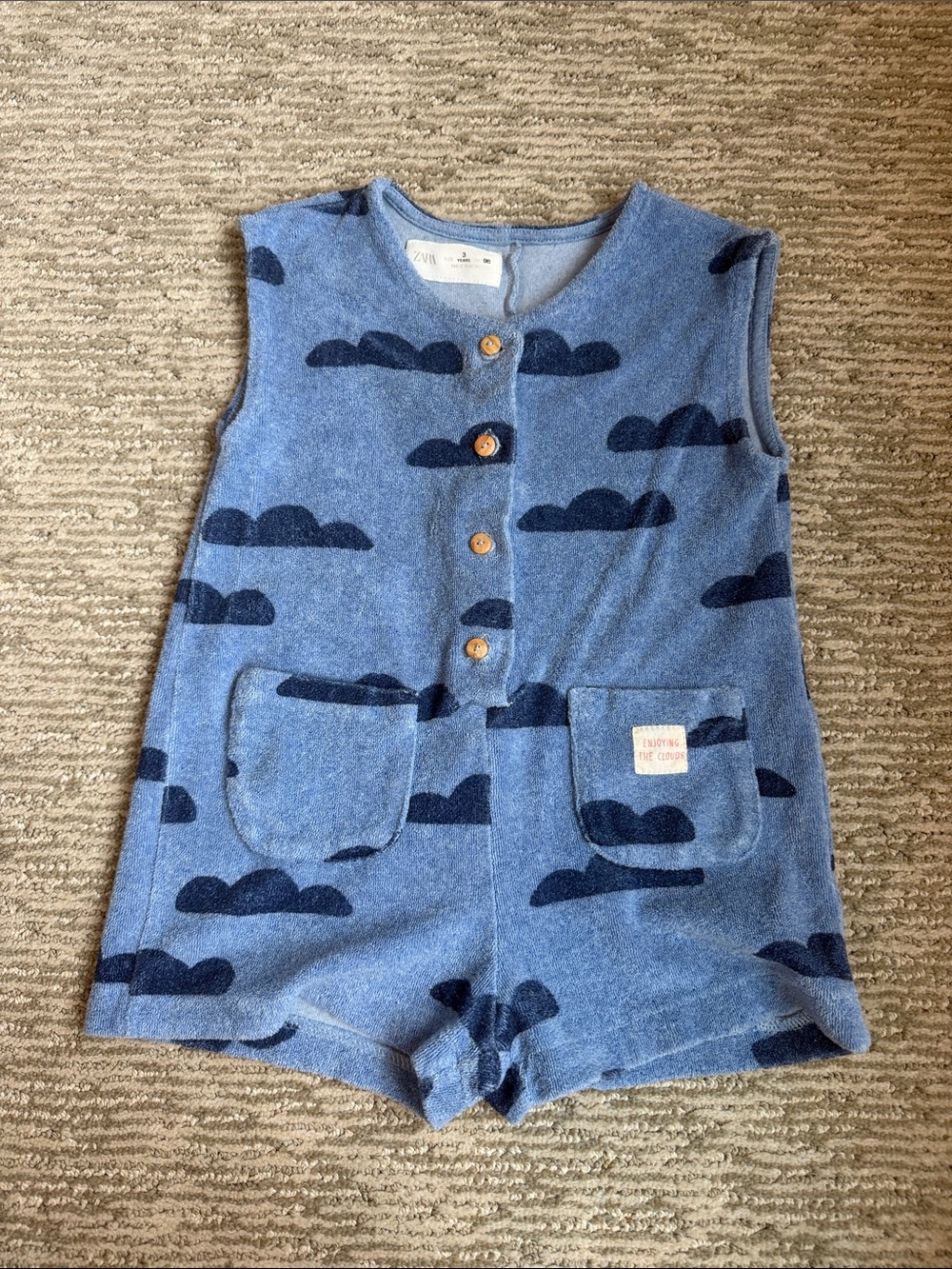 Zara Blue Cloud Print Romper